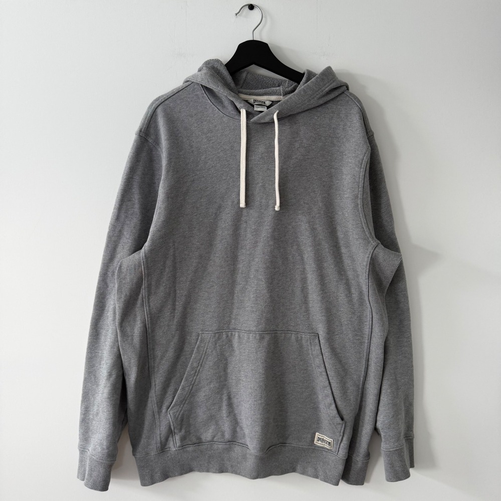 Duluth Trading Co Mens L Tall Relaxed Fit Gray Cotton Pullover Hoodie